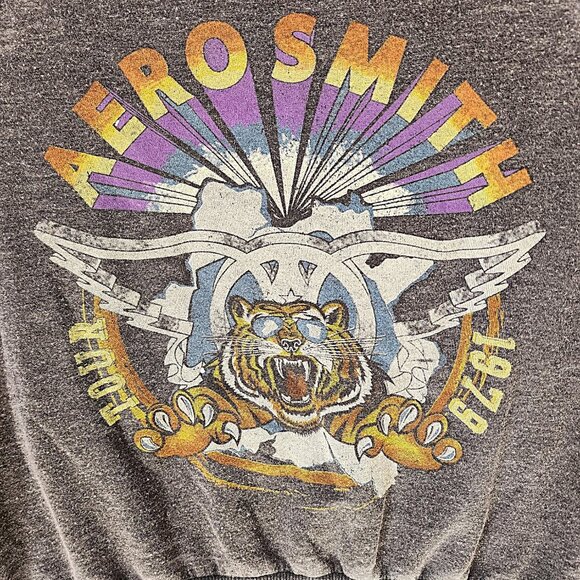 Recycled Karma Aerosmith Shorty Sweatshirt - NWT Faded Black - Size Small - Picture 2 of 5